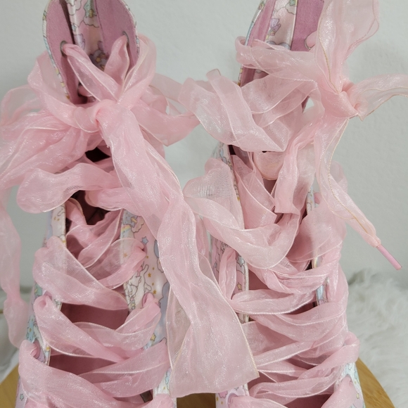 SANRIO x YRU Ballet Bae Little Twins lace up platform fairy cosplay chunky heels - Picture 7 of 13